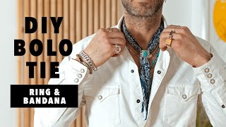 How To Make A Bolo Tie all you need is a ring amp bandana [upl. by Fortunna668]