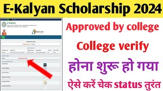 EKalyan Scholarship status kaise chek kare 2024 ll Ekalyan scholarship college verify होना शुरू ll [upl. by Cleti787]