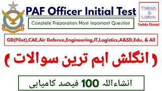 PAF Initial Test PreparationPAF English Question For GDPilotCAEAir DefenceEngineeringIT ampAll [upl. by Masao902]