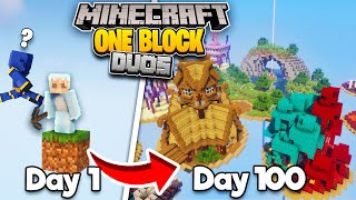 We Survived 100 Days on DUO ONE BLOCK in Minecraft [upl. by Alboran]