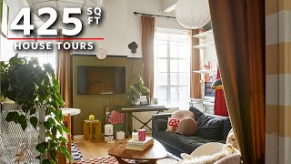 House Tours A Colorful Transformed 425 Sq Ft Studio Apartment in Brooklyn NY [upl. by Adiazteb]