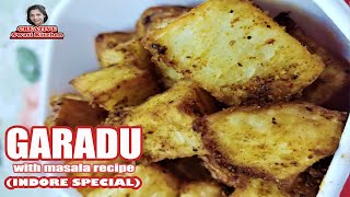 GARADU with masala  इंदौर का फेमस गराडू  इंदौर का प्रसिद्द गराडू चाट बनाने की विधि  GARADU recipe [upl. by Aduh]