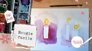 Peindre une bougie  tuto aquarelle facile [upl. by Rahab16]