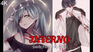 Nightcore  Inferno switching vocals  Sub Urban amp Bella Poarch lyrics 4K [upl. by Alick]