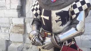 Dressing in late 14th century armour [upl. by Boothman636]