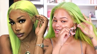 WATCH ME RECREATE  SZAS ICONIC SLIME GREEN HAIR WITH A TWIST  Arnellarmon [upl. by Bordy]