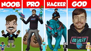 Minecraft MRBEAST STATUE HOUSE BUILD CHALLENGE  NOOB vs PRO vs HACKER vs GOD  Animation [upl. by Nilhtac780]