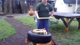 Splitting Wood With A Tire  Easy way to split  chop wood super fast [upl. by Jonell]