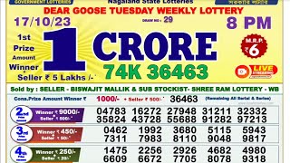 DEAR GOOSE TUESDAY WEEKLY LOTTERY EVENING 8 PM 171023 NAGALAND STATE LOTTERY LIVE [upl. by Nieberg]