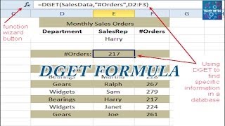 Using the DGET Function in Excel  Learn Excel Formulas  Excel Tutorials For Beginners [upl. by Medlin]