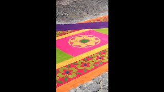 Holy Week Parades and coloured Alfombras street carpets Antigua Guatemala [upl. by Reichert]