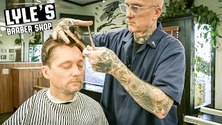 💈 Traditional Gentleman’s HAIRCUT amp HAIR STYLING Tips  Lyle’s Barber Shop Portland Oregon [upl. by Enelehcim]