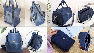 4 DIY Old Jeans Ideas  DIY Denim Bags and Wallet  Compilation  Bag Tutorial  Upcycle Crafts [upl. by Greggs587]