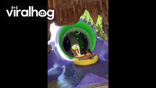 Waterslide Worker Goes On Unexpected Adventure  ViralHog [upl. by Enihpled]