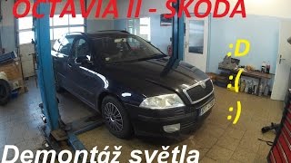 Škoda Octavia II  Demontáž světla Výměna Žárovky BEZ KOMPRESE [upl. by Hitt89]