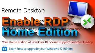 How to Enable Remote Desktop on Windows 10 Home Edition  RDP Wrapper Library [upl. by Duleba227]