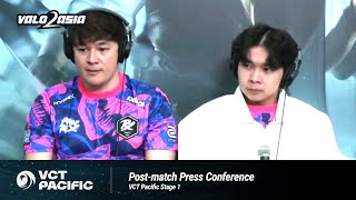 Paper Rex PRX vs GE VCT Pacific Stage 1 Week 3 Postmatch Press Conference [upl. by Cassella]