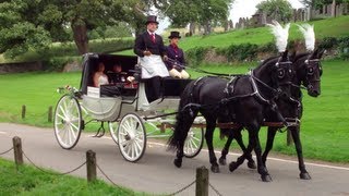 Horse Drawn Carriage at a English Wedding  St Marys Church Tissington Derbyshire UK [upl. by Asenad666]