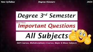 Degree Semester 3  All Subjects Most Important Questions UNITWISE Weightage for Degree Exams 2024 [upl. by Ahsoj324]