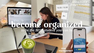 how to become organized to be the BEST student🔖 time management daily routine amp motivation tips [upl. by Yelwar993]