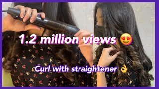 How to do curls with straightener ❤️ [upl. by Zoes]