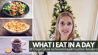 WHAT I EAT IN A DAY amp DAGELIJKE SCHOONMAAKROUTINE KEUKEN  Vegetarisch  Schoonmaak motivatie [upl. by Rahab899]