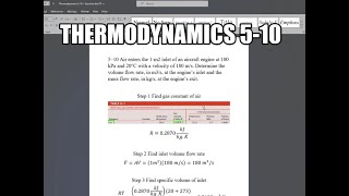 Thermodynamics 510 Air enters the 1m2 inlet of an aircraft engine at 100 kPa and 20°C with a [upl. by Olson]