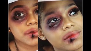 How To Do Bruised Black Eye Makeup Tutorial  Halloween Tutorial [upl. by Aehta]