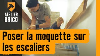 Poser la moquette sur les escaliers  Atelier brico HORNBACH [upl. by Tapes]