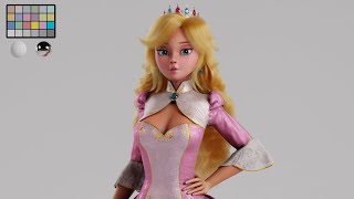 Stylized Princess Peach Cocktail dress  3D Character  360º Turntable Animation [upl. by Egduj]