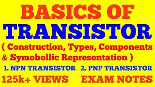 BASICS OF TRANSISTOR  BJT  BIPOLAR JUNCTION TRANSISTOR  PNP amp NPN TRANSISTOR  WITH NOTES [upl. by Lang]