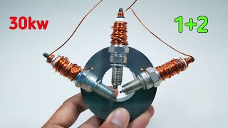 New Free Energy 30kw 230v Spark Plug Free Energy Generator With Homemade [upl. by Magnum708]