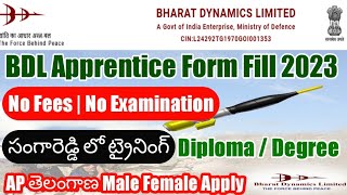 BDL Apprentice 2023 Form Fill Up 2023How to Bharat Dynamics Apprenticeship Apply Online 2023 [upl. by Nire220]