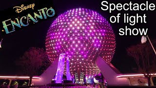 EPCOT Spaceship Earth Encanto Light Show 2024  Disney World nighttime shows  4K Disney POV [upl. by Idnas]