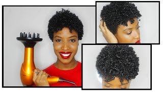 How to Use a Diffuser on Short Natural Hair  Updated Wash  Go Routine Post Big Chop [upl. by Adiari]