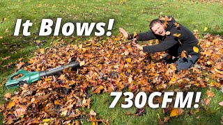 Greenworks Strongest Leaf Blower Review 80V 170 MPH 730 CFM Masterforce [upl. by Ellesor474]