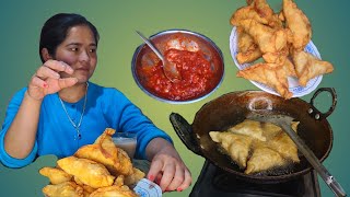 Making samosas and eating them समोसा बनाएर खादै। 🔥🔥 Simakajivlog [upl. by Ahcropal343]