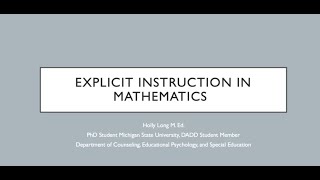 Explicit Instruction in Mathematics [upl. by Safko]