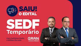 Concurso SEDF Temporário  Saiu o Edital com iniciais de R 4 mil [upl. by Manolo]