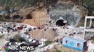 New video shows 41 construction workers trapped in tunnel in India [upl. by Ecnesse]