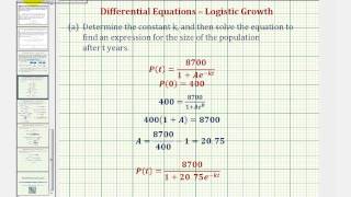 Ex Logistic Growth Differential Equation [upl. by Valoniah]