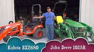 And The Winner Is Kubota BX2680 vs John Deere 1025R [upl. by Simetra]