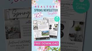 🔑🏡 Grab Your FREE 2Page Spring Newsletter Canva Template shorts agentfreebie realtorspring [upl. by Nadaba]