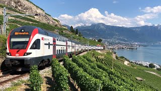 FRDETrafic ferroviaireBahnverkehr Train des vignesRebenzugMoreillonTransports Publics Suisses [upl. by Atinar]