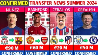 LATEST CONFIRMED TRANSFERS AND RUMOURS SUMMER 2024😳🔥ftRashfordNunezGrealishPartey [upl. by Ssej216]