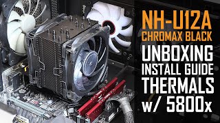 Noctua NHU12A chromaxblack CPU Cooler Unboxing Install Guide Benchmarks amp Review AM4 X570 5800X [upl. by Odlaniger316]