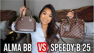 LOUIS VUITTON SPEEDY B 25 VS ALMA BB [upl. by Noirda531]