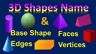 3D shapes and their base shape facesedges and vertices [upl. by Chae]