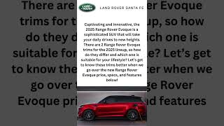 2025 Range Rover Evoque Trim Levels amp Prices  Land Rover Santa Fe shorts [upl. by Swart]