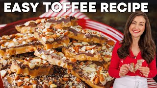 Easy Almond Toffee Recipe  Simple Chocolate Almond Toffee Tutorial [upl. by Novaelc]